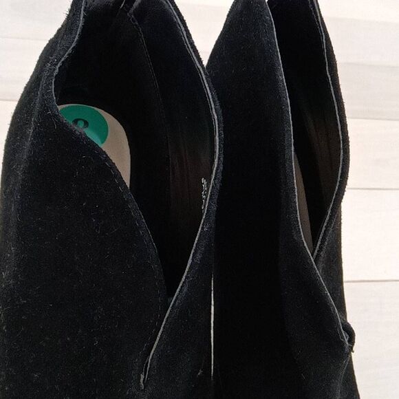 Nine West Women Leather Suede V Cut Ankle Booties Black Size 8M - Picture 4 of 8